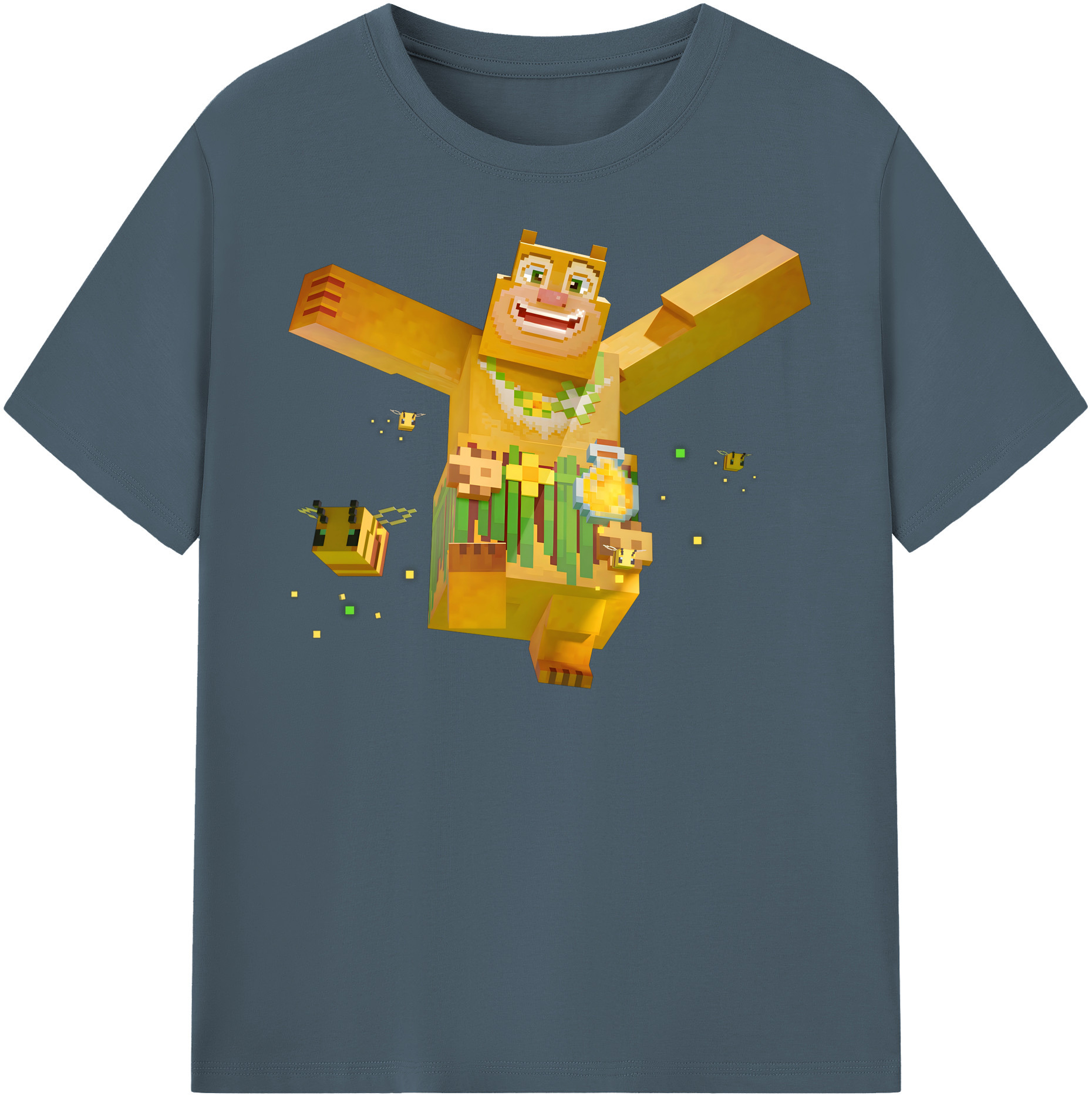 （画像用） マインクラフト ブロックの世界 Minecraft MC Block world 綿100％半袖Tシャツ（フロントプリント）
